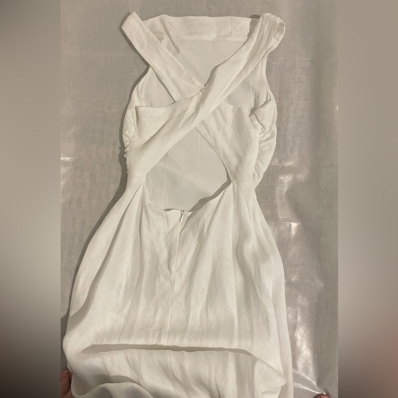 Reformation Minimalist Casette Cross Back White Linen Midi Dress Size 0 - Picture 5 of 6